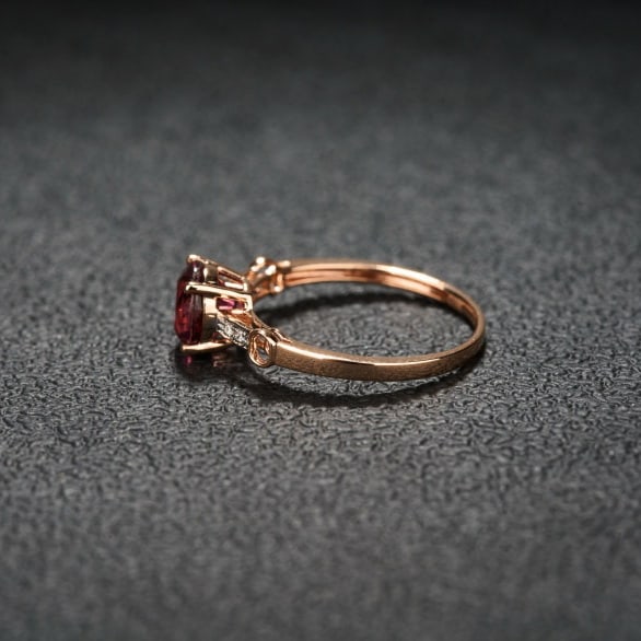 14k Gold 1.36 Ct Natural Tourmaline & Diamond Ring - 6