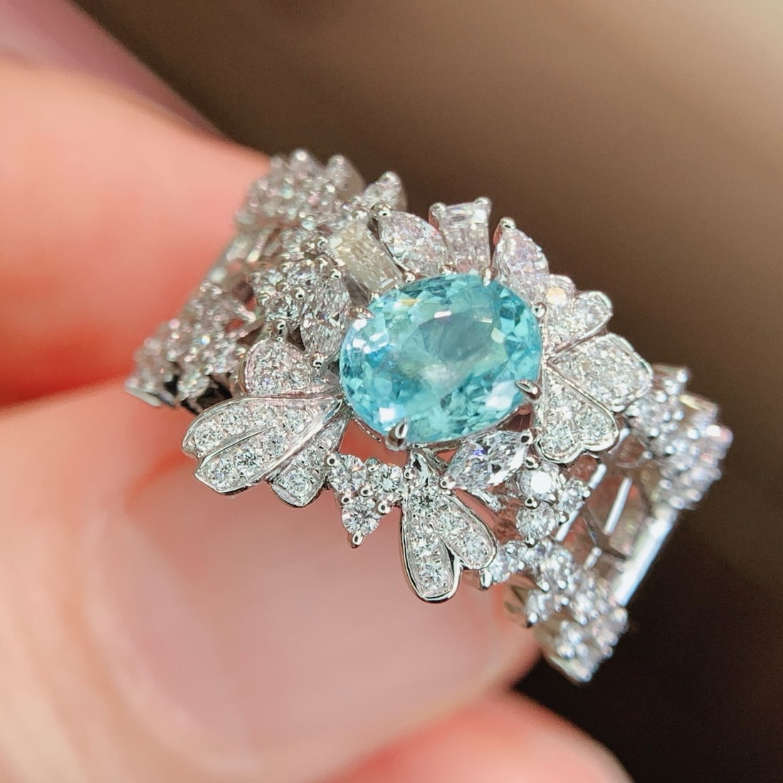 14k Gold 1.72 Ctw Natural Paraiba Tourmaline & Diamond Ring - 6