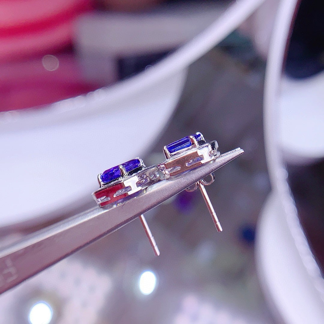 14k Gold 3.14 Ctw Natural Tanzanite & Diamond Earrings - 5