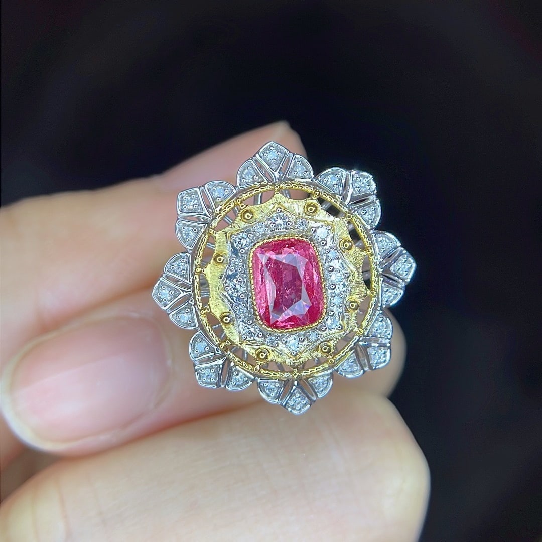 14k Gold 1.24 Ctw Natural Spinel & Diamond Ring/pendant( Without Chain ) - 5
