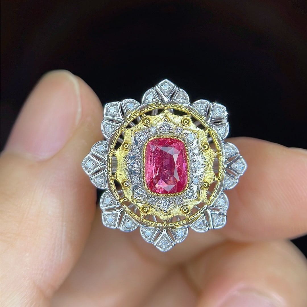 14k Gold 1.24 Ctw Natural Spinel & Diamond Ring/pendant( Without Chain ) - 6