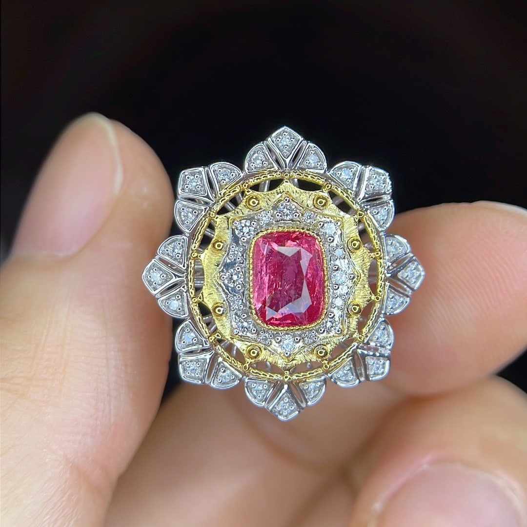 14k Gold 1.24 Ctw Natural Spinel & Diamond Ring/pendant( Without Chain ) - 7