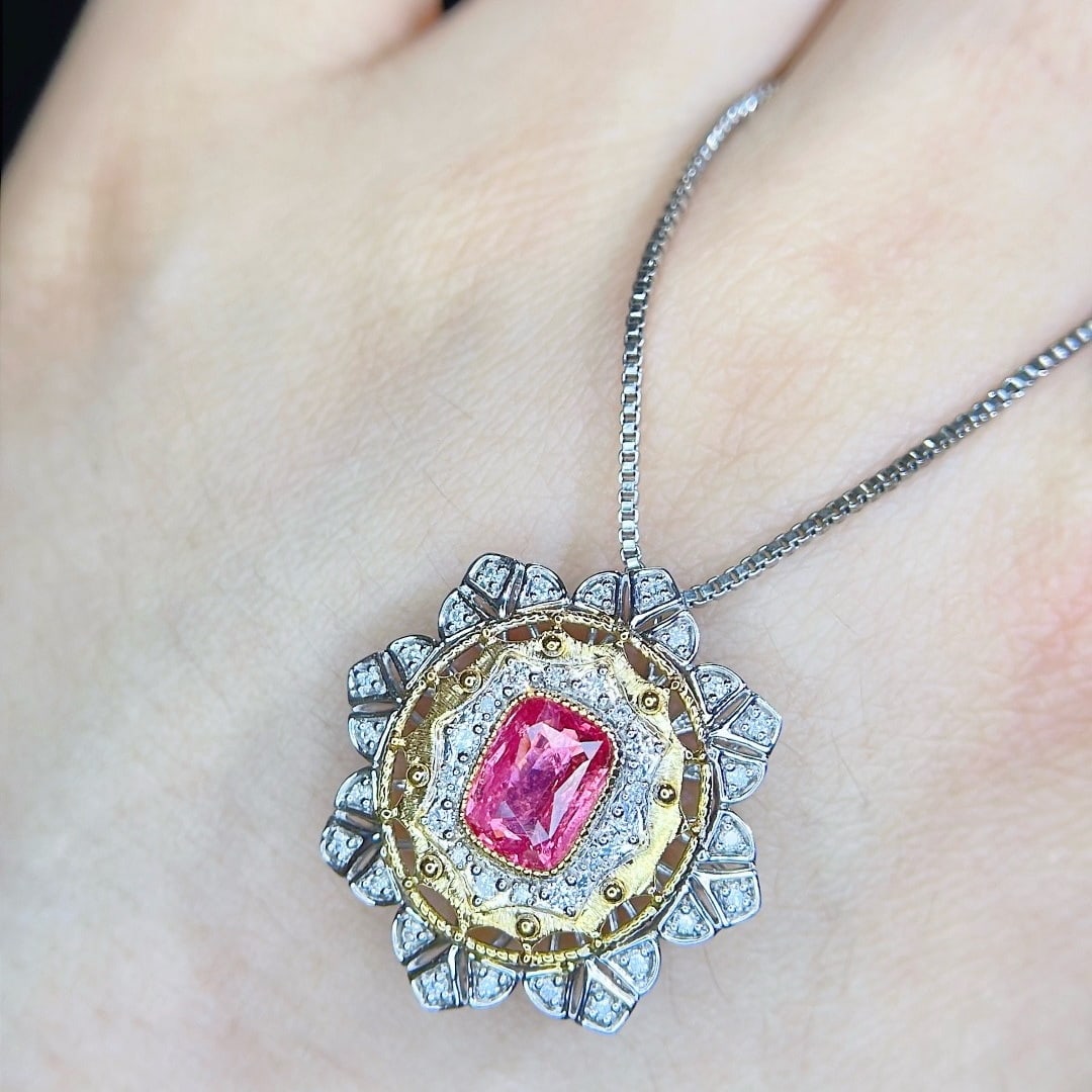 14k Gold 1.24 Ctw Natural Spinel & Diamond Ring/pendant( Without Chain ) - 9