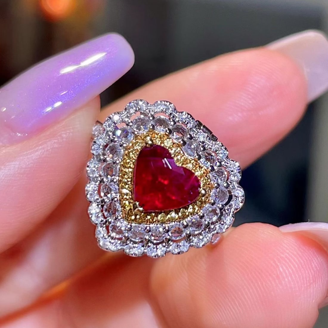 14k Gold 1.96 Ctw Natural Ruby & Diamond Ring/pendant( Without Chain ) - 2