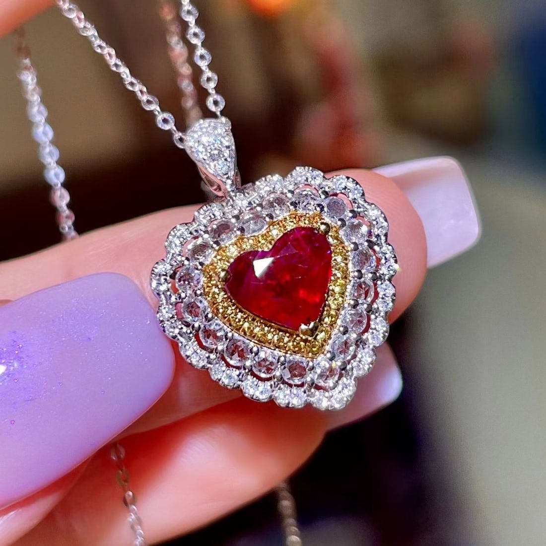 14k Gold 1.96 Ctw Natural Ruby & Diamond Ring/pendant( Without Chain ) - 3