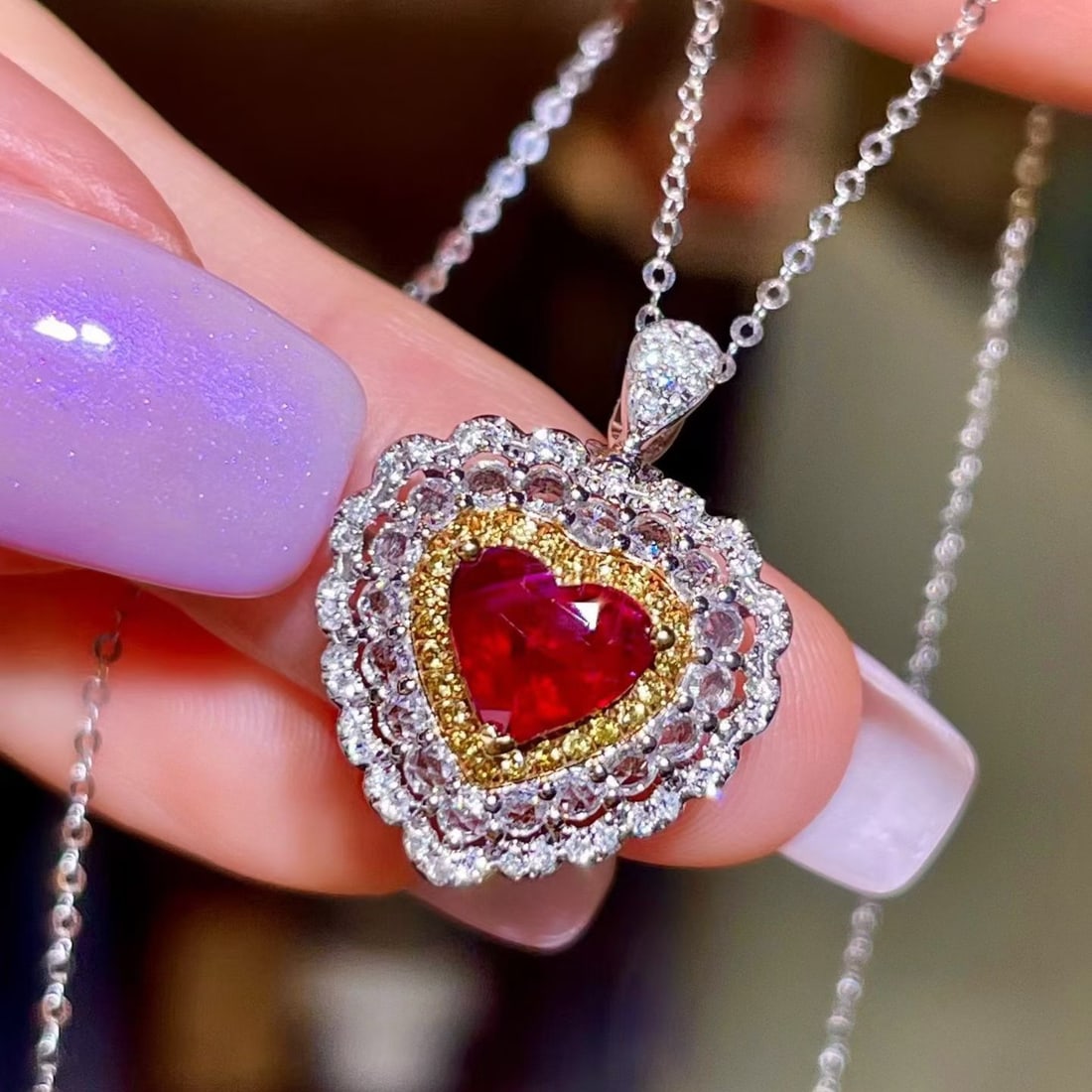 14k Gold 1.96 Ctw Natural Ruby & Diamond Ring/pendant( Without Chain ) - 4