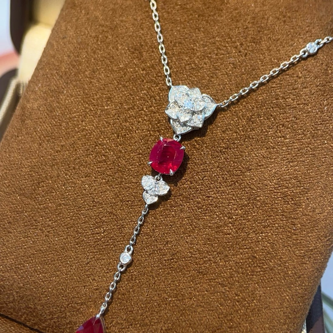 14k Gold 2.51 Ctw Natural Ruby & Diamond Necklace - 2
