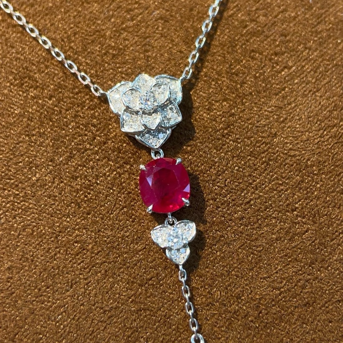 14k Gold 2.51 Ctw Natural Ruby & Diamond Necklace - 3