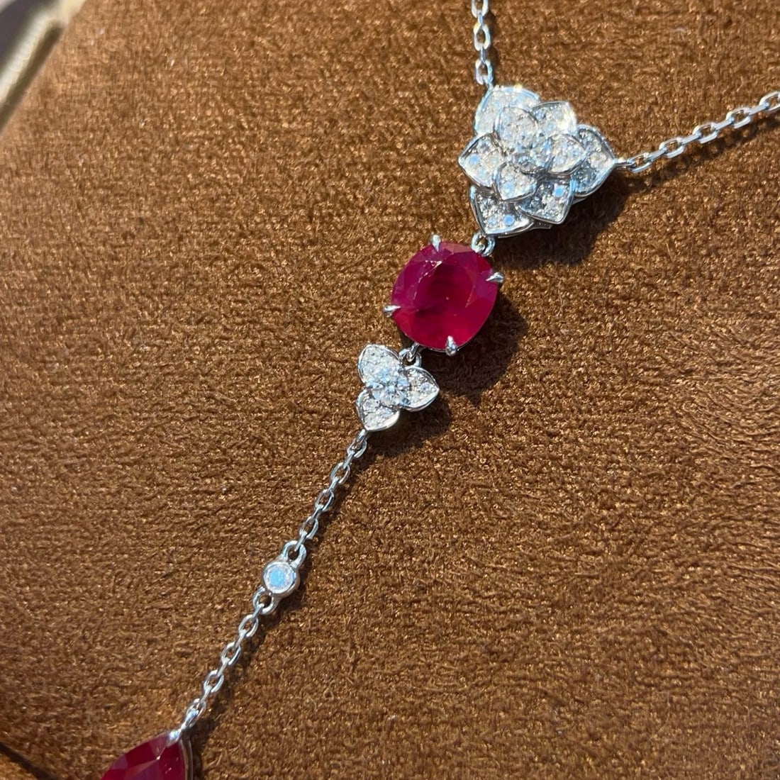 14k Gold 2.51 Ctw Natural Ruby & Diamond Necklace - 4