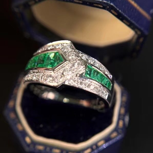 14k Gold 1.44 Ctw Natural Emerald & Diamond Ring - 2
