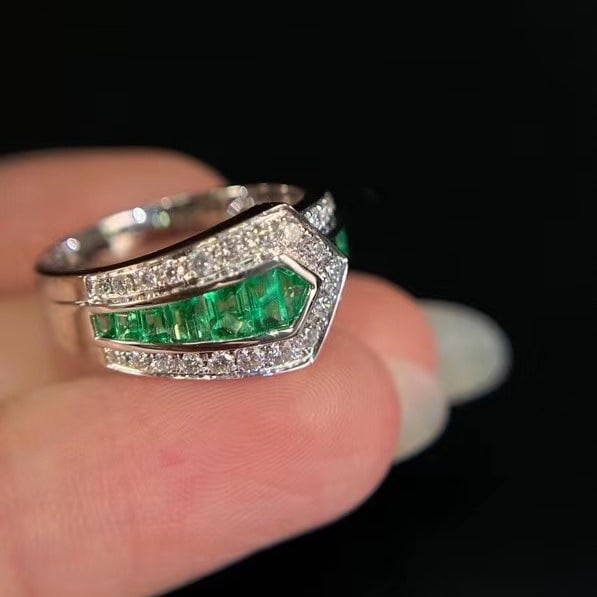 14k Gold 1.44 Ctw Natural Emerald & Diamond Ring - 3
