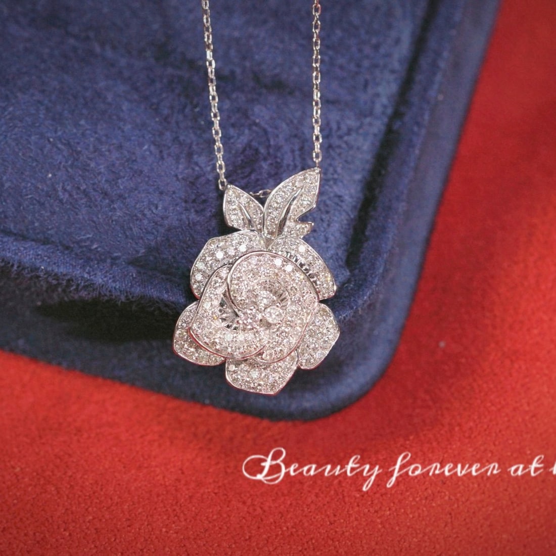 14k Gold 0.73 Ct Natural H Diamond & Flowers Necklace - 6
