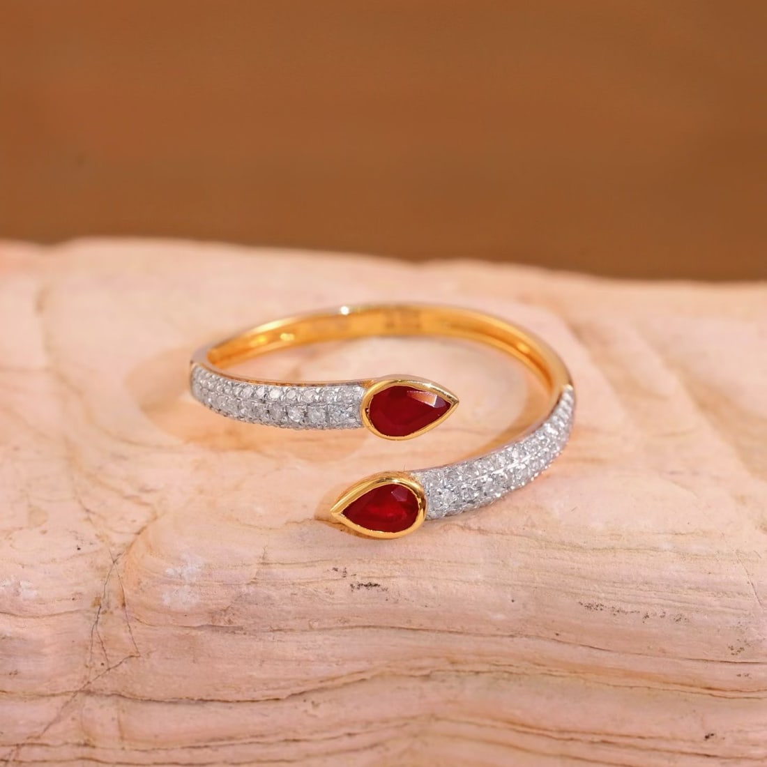 14k Gold 0.54 Ct Natural Ruby & Diamond Ring - 2