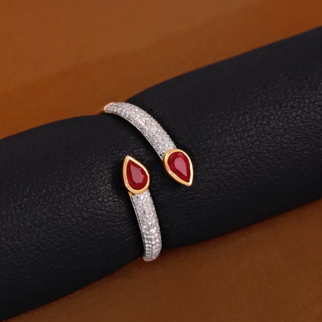 14k Gold 0.54 Ct Natural Ruby & Diamond Ring - 4