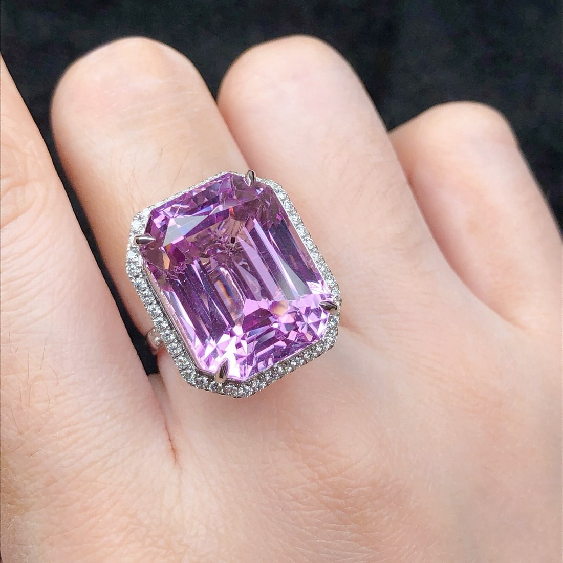 14k Gold 23.21 Ctw Natural Kunzite & Diamond Ring - 9