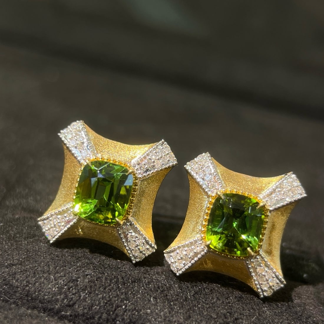 14k Gold 2.18 Ctw Natural Tourmaline & Diamond Earrings - 2