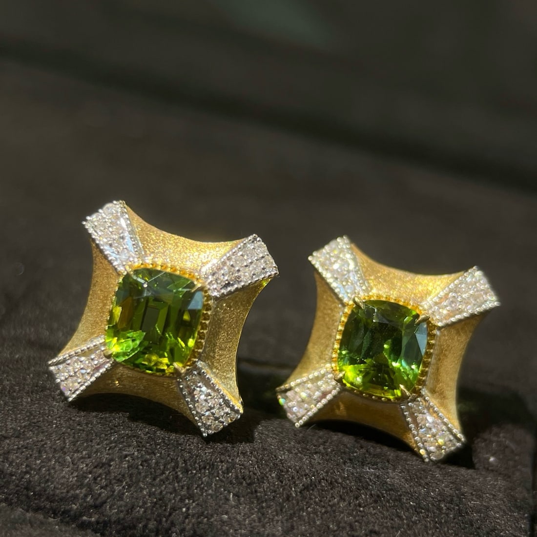 14k Gold 2.18 Ctw Natural Tourmaline & Diamond Earrings - 5