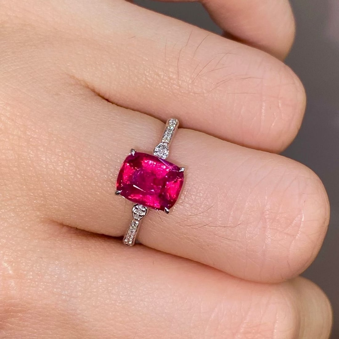 14k Gold 1.85 Ct Natural Tourmaline & Diamond Ring - 2