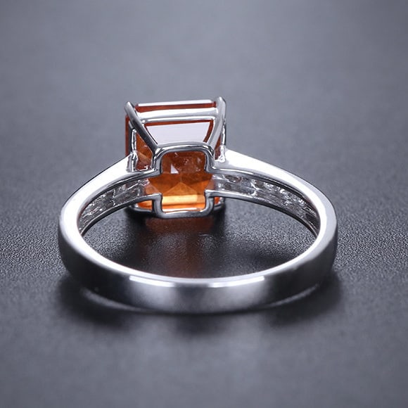 14k Gold 3.89 Ctw Natural Spessartine & Diamond Ring - 6