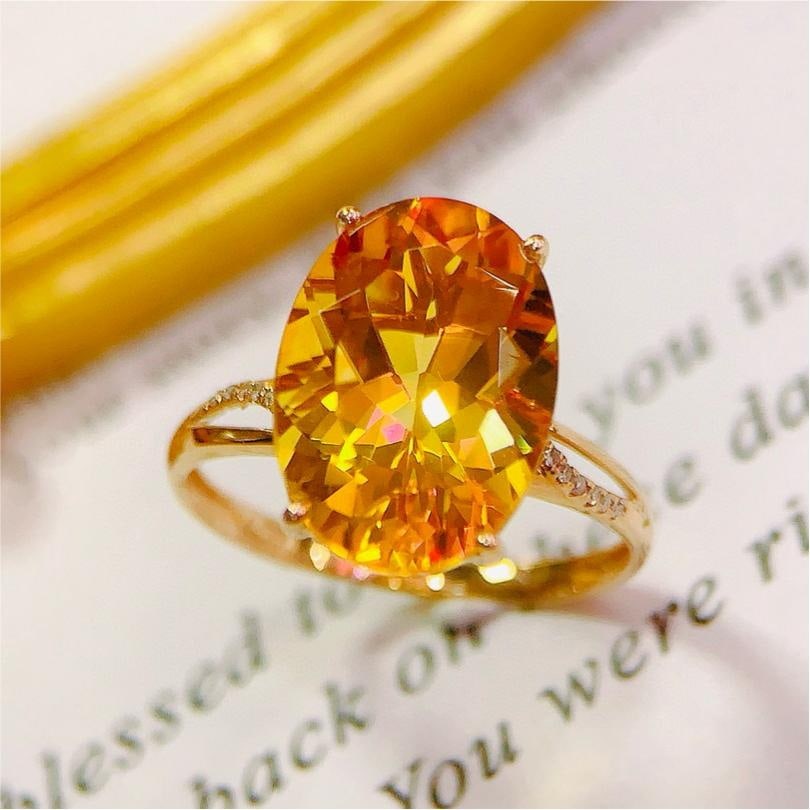14k Gold 5.35 Ctw Natural Citrine & Diamond Ring: Ref:231188117 // gold content:14k gold // ring size:7. 25us // // main gemstone:citrine // shape:oval // carat weight:5. 3ct // color:yellow // treatment:natural // // adjacent gemstone 2 : diamond