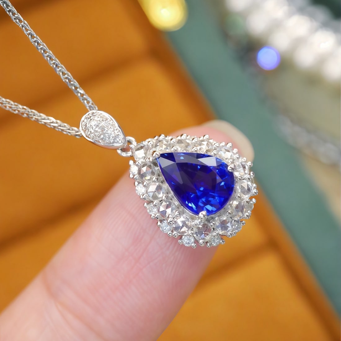 14k Gold 1.80 Ctw Natural Sapphire & Diamond Pendant( Without Chain ) - 3