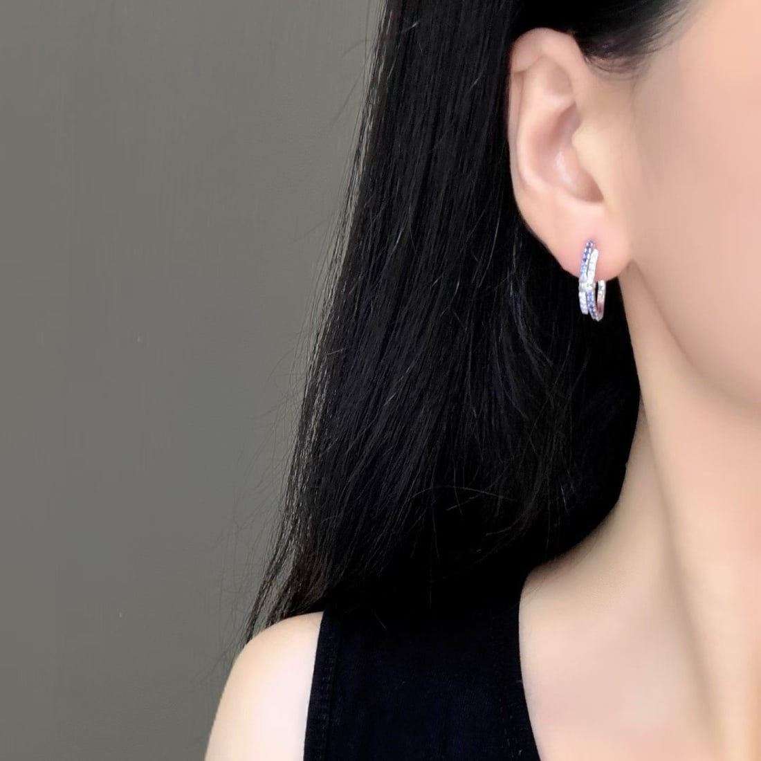 14k Gold 0.72 Ctw Natural Sapphire & Diamond Earrings - 2