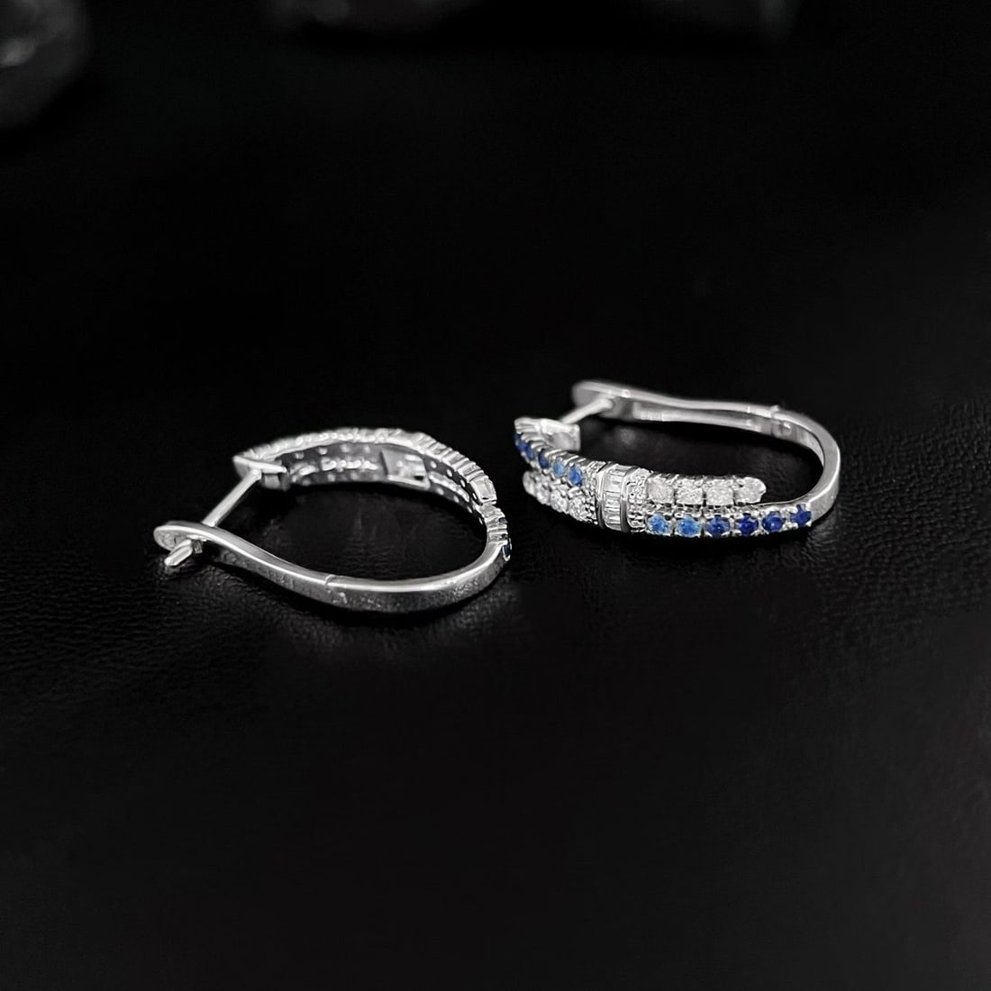 14k Gold 0.72 Ctw Natural Sapphire & Diamond Earrings - 6