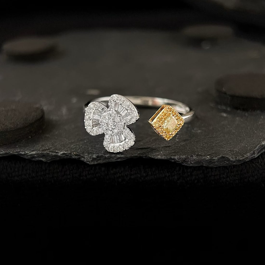 14k Gold 0.58 Ct Natural Color Diamond Ring: Ref:231188140 // gold content:14k gold // ring size:7. 25us // // main gemstone:diamond // shape:multiple // carat weight:0. 58ct // clarity grade:vs-si // color:color // treatment:natural //