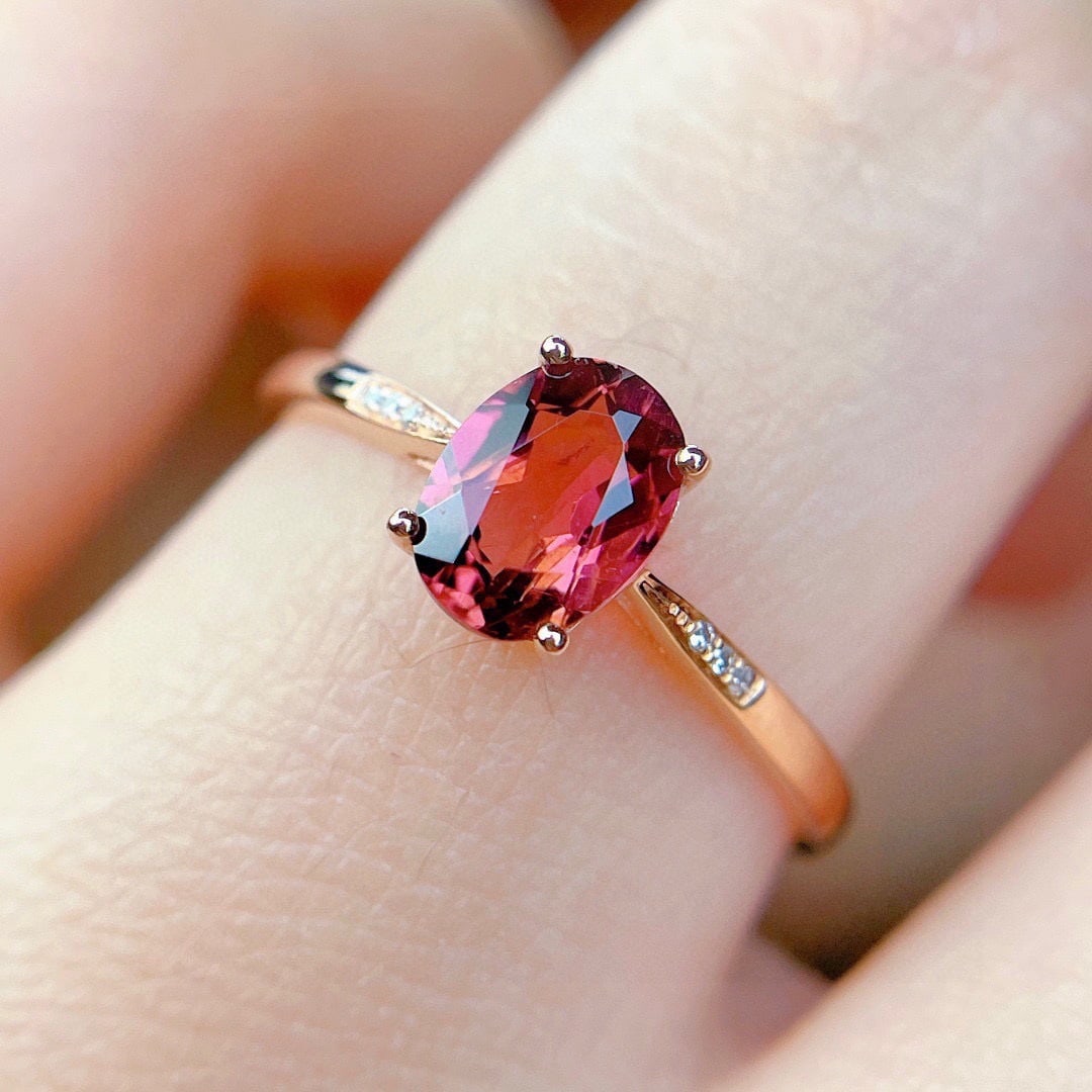 14k Gold 1.25 Ct Natural Tourmaline & Diamond Ring - 4