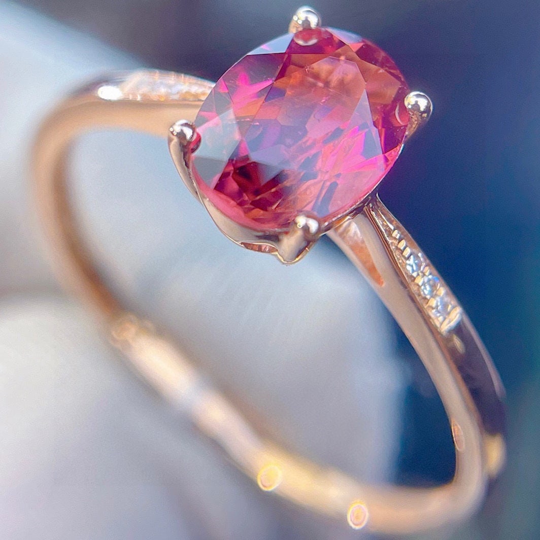 14k Gold 1.25 Ct Natural Tourmaline & Diamond Ring - 6