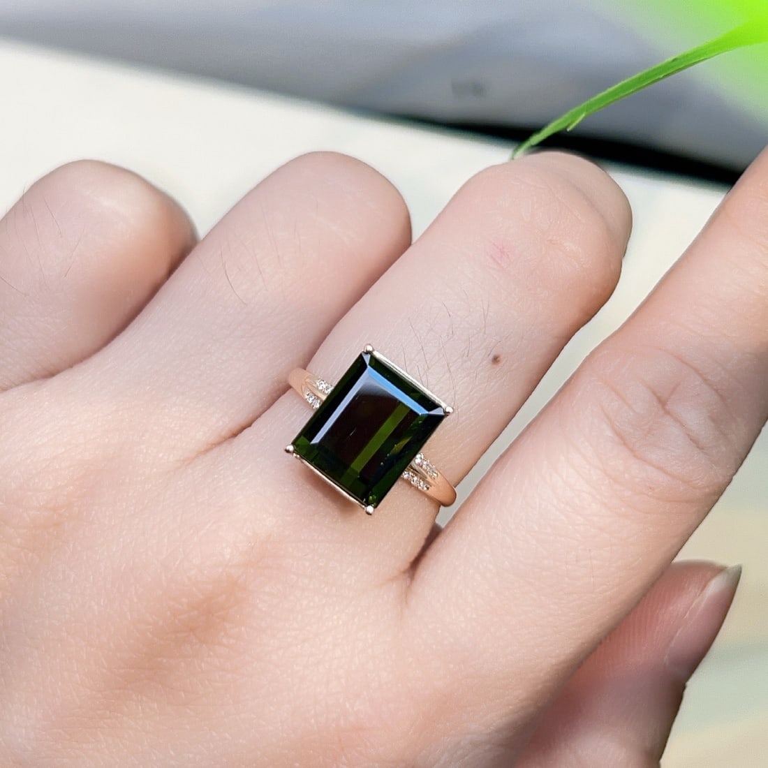 14k Gold 4.30 Ctw Natural Tourmaline & Diamond Ring - 6