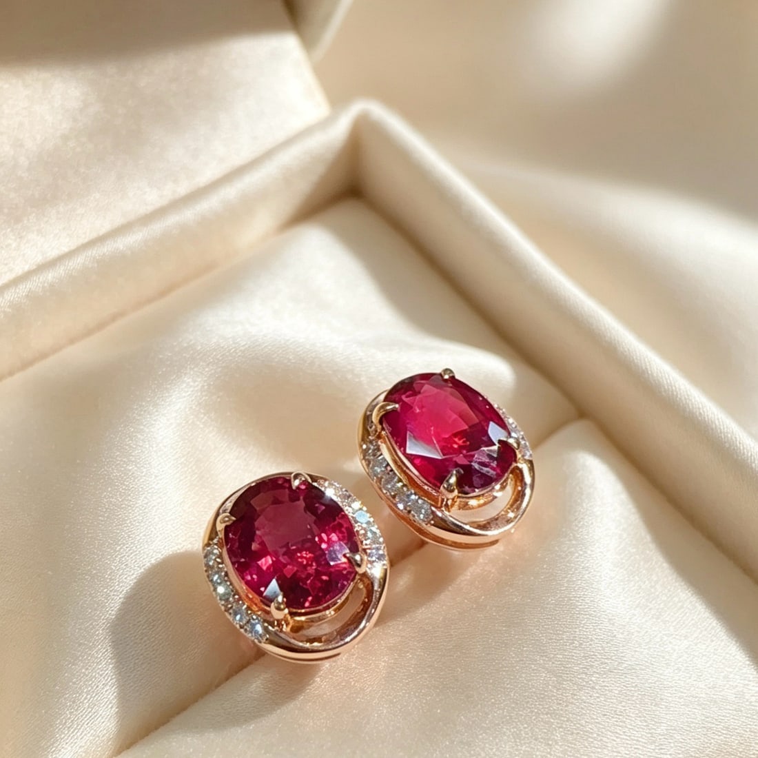 14k Gold 1.68 Ct Natural Tourmaline & Diamond Earrings - 2