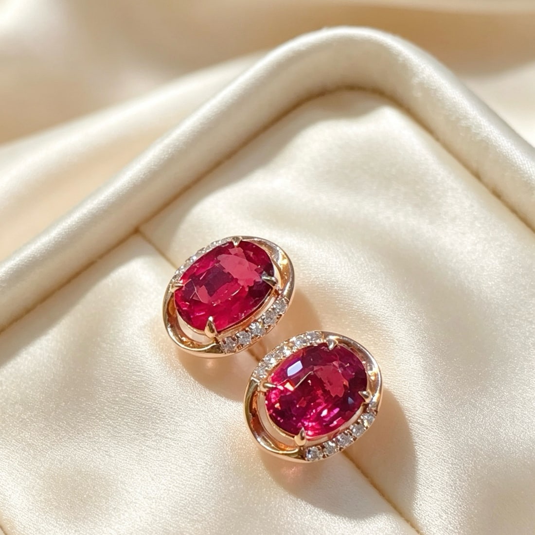 14k Gold 1.68 Ct Natural Tourmaline & Diamond Earrings - 3