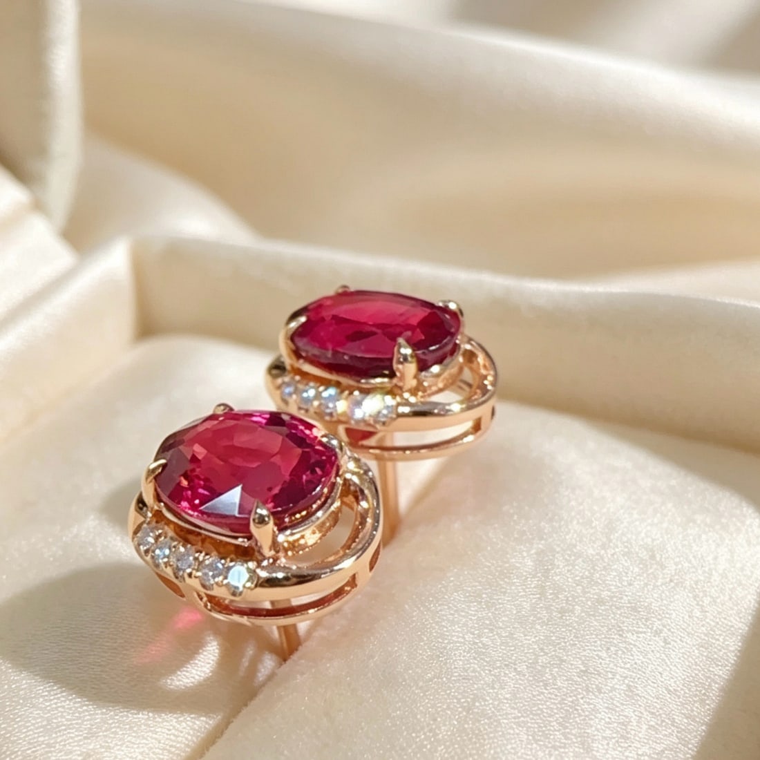 14k Gold 1.68 Ct Natural Tourmaline & Diamond Earrings - 4
