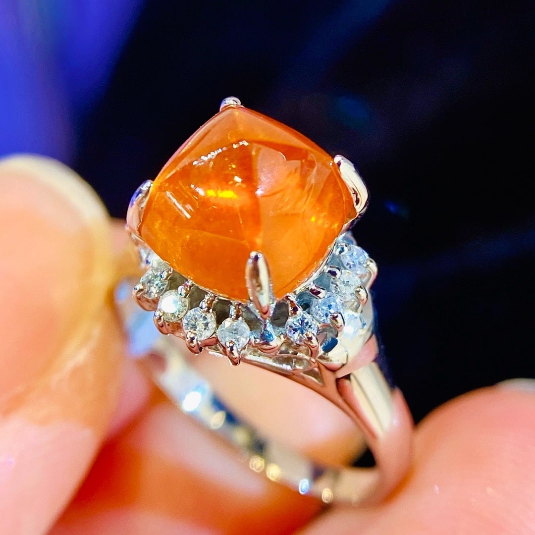 14k Gold 4.23 Ctw Natural Spessartine & Diamond Ring - 3