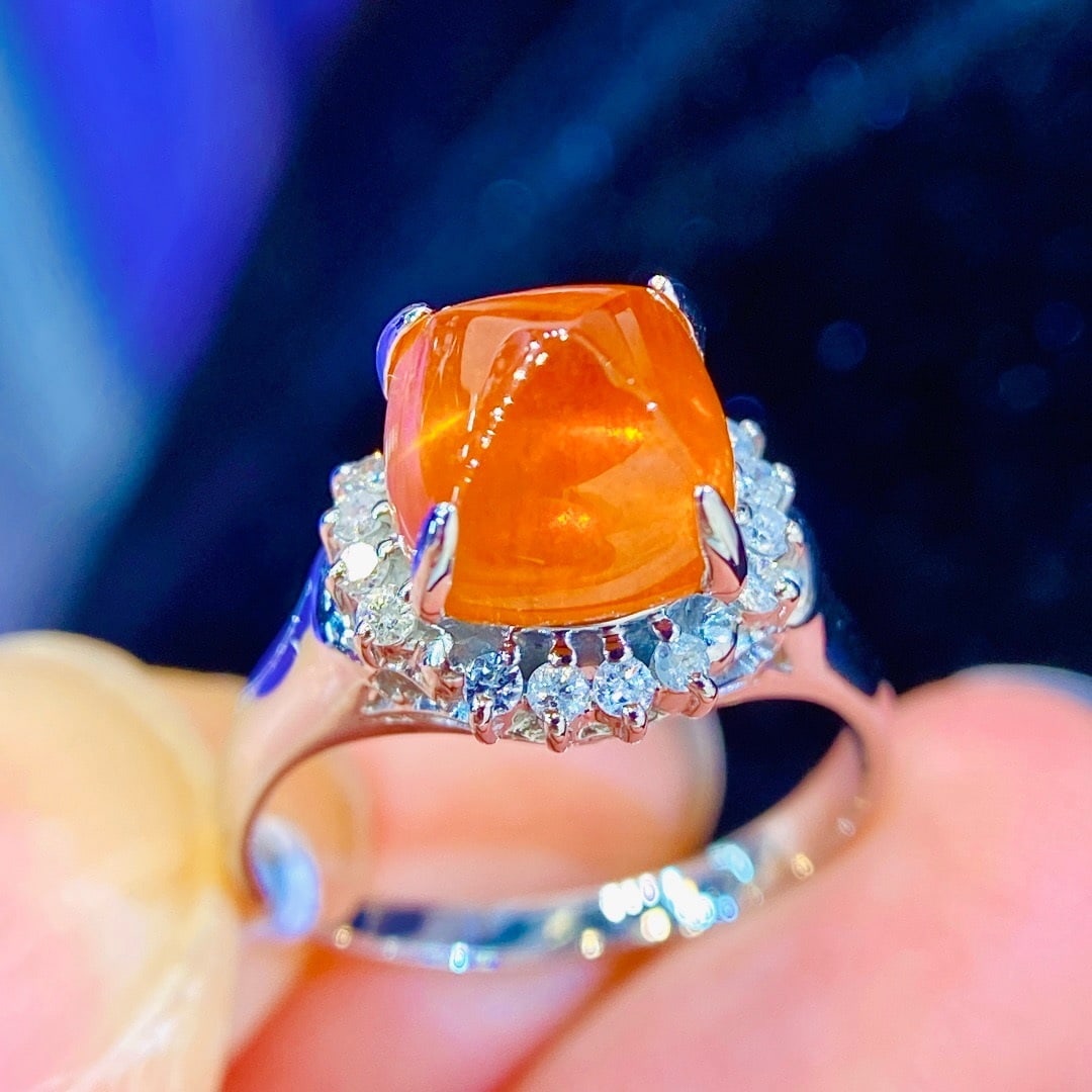 14k Gold 4.23 Ctw Natural Spessartine & Diamond Ring - 4