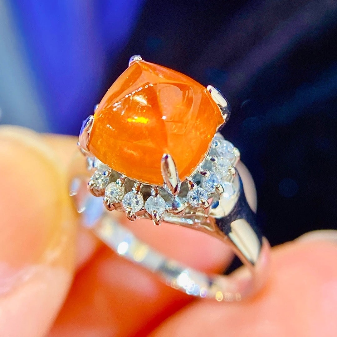 14k Gold 4.23 Ctw Natural Spessartine & Diamond Ring - 5