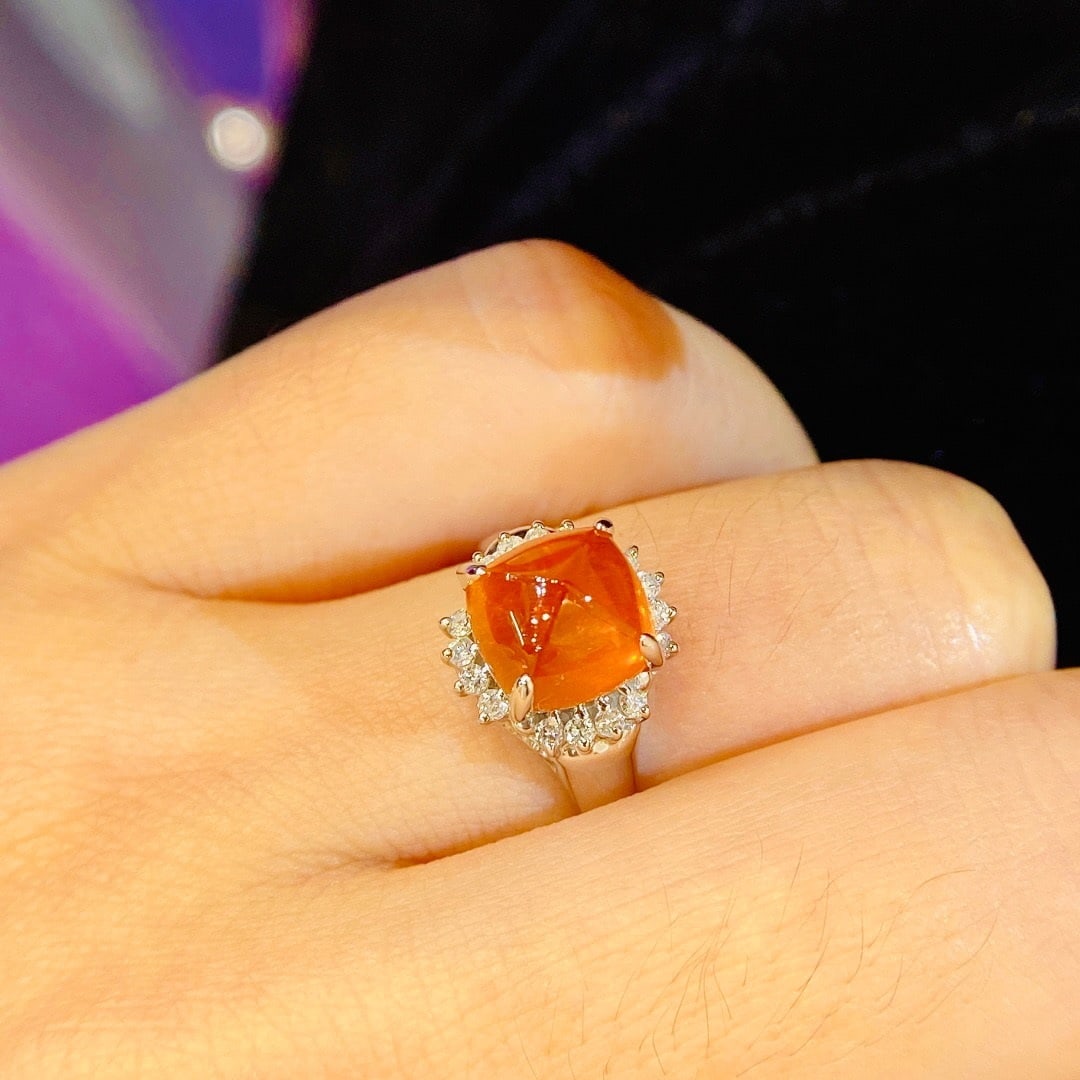 14k Gold 4.23 Ctw Natural Spessartine & Diamond Ring - 6
