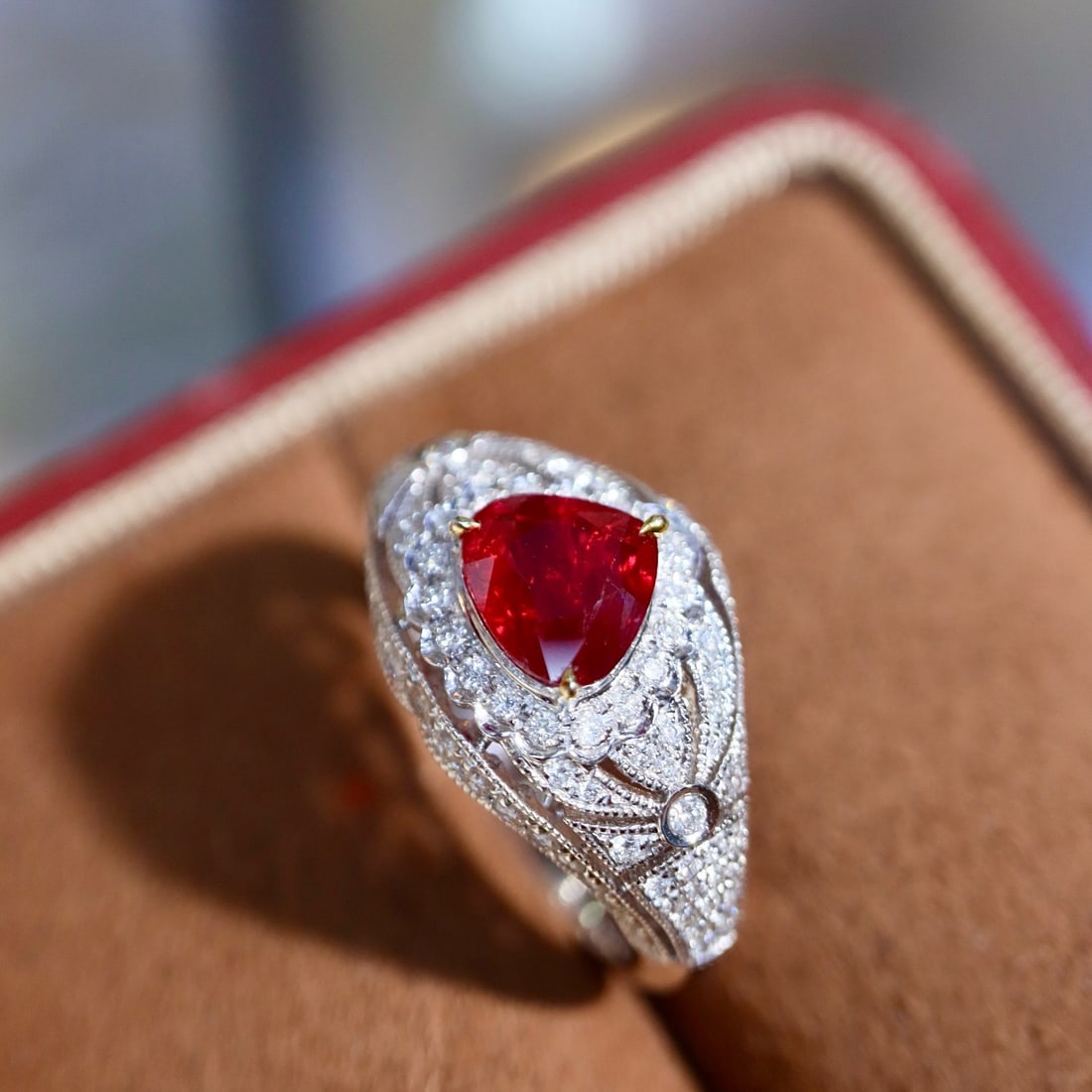 14k Gold 1.59 Ctw Vivid Red Natural Ruby & Diamond Ring - 7