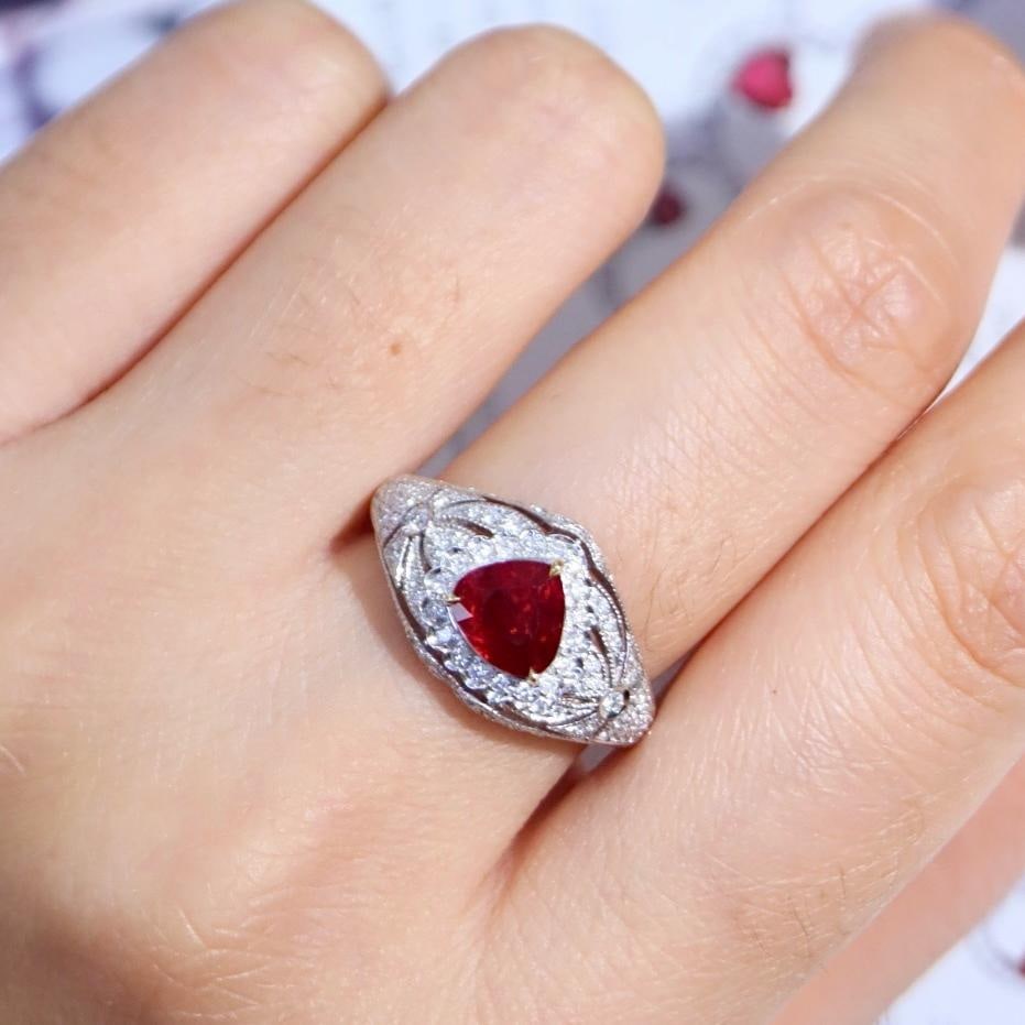 14k Gold 1.59 Ctw Vivid Red Natural Ruby & Diamond Ring - 8