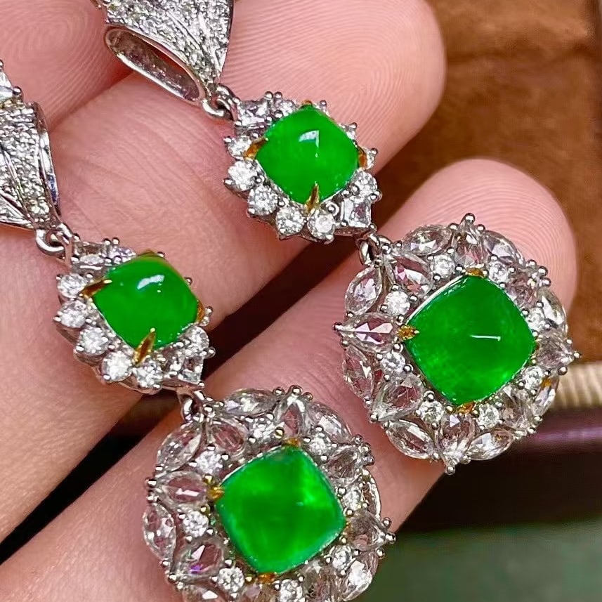 14k Gold 4.12 Ctw Natural Emerald & Diamond Earrings - 2