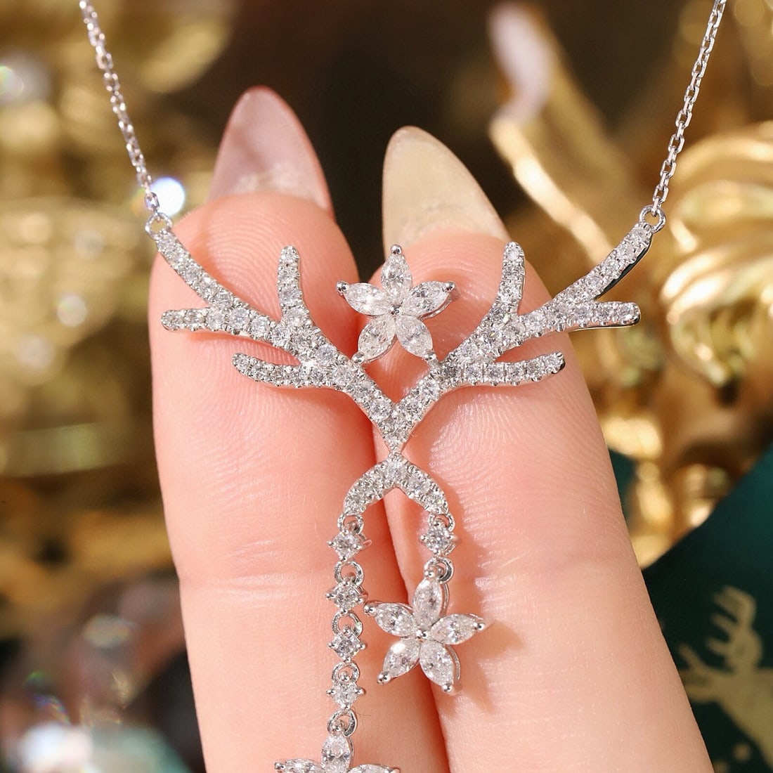 14k Gold 1.4 Ct Natural H Diamond Necklace - 5