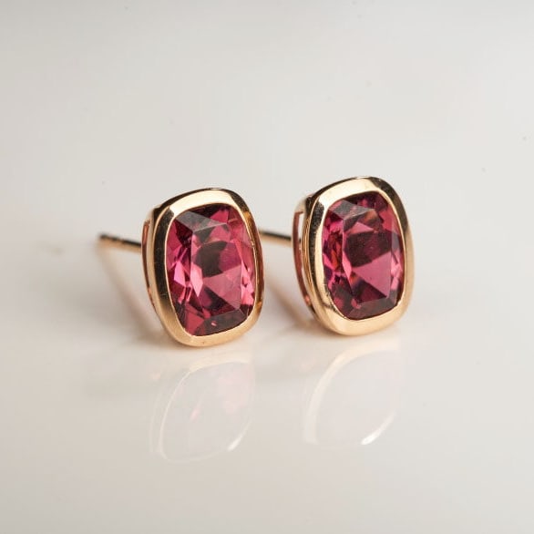 14k Gold 2.58 Ct Natural Tourmaline Earrings - 2