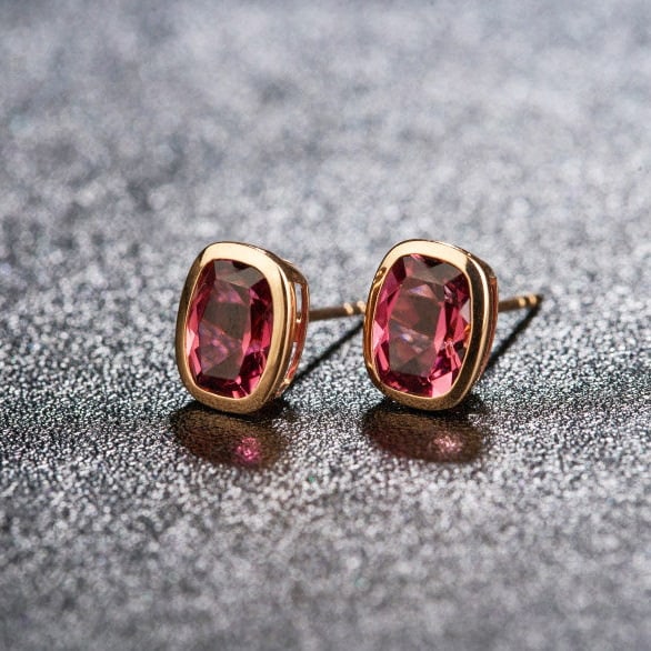 14k Gold 2.58 Ct Natural Tourmaline Earrings - 5