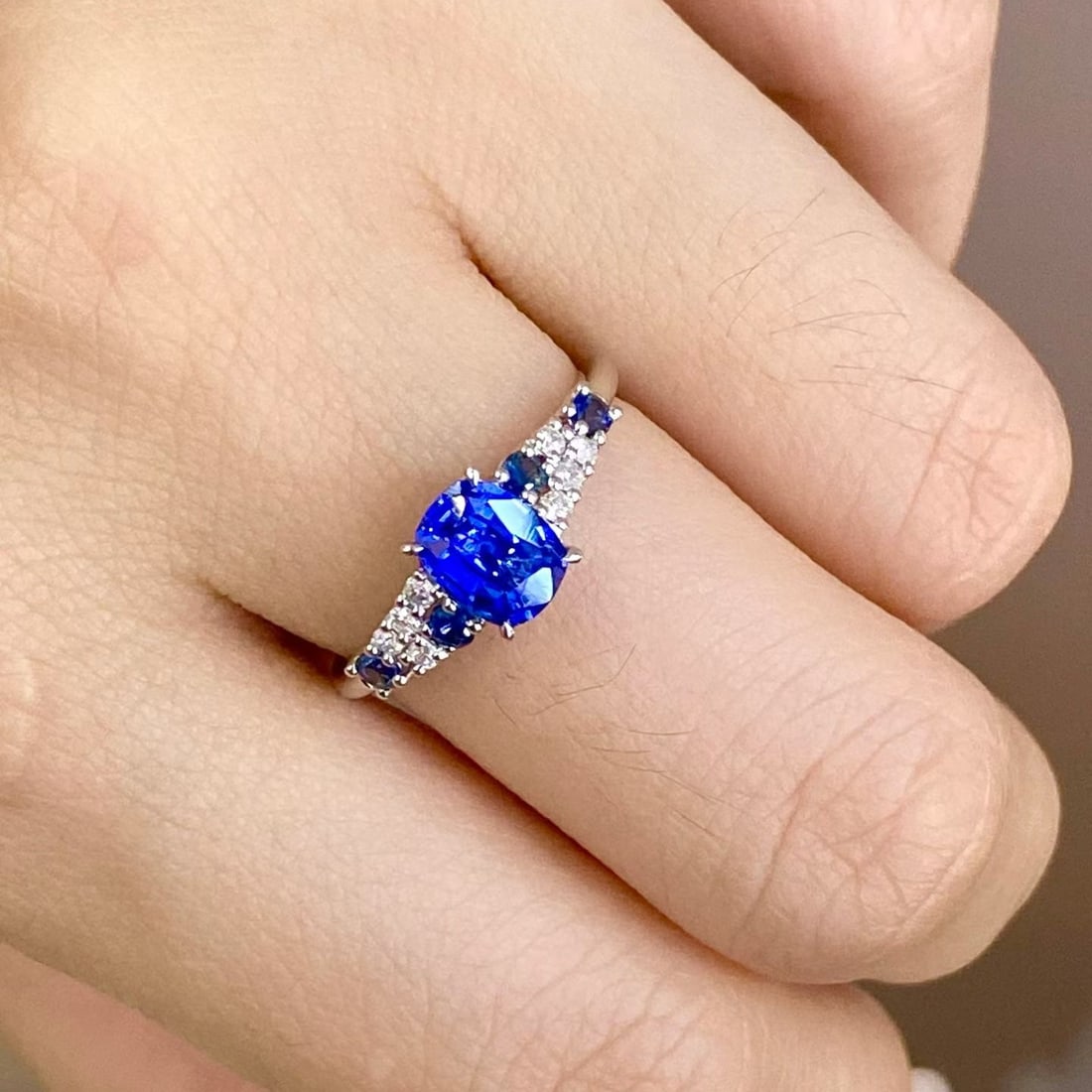 14k Gold 1.41 Ct Natural Sapphire & Diamond Ring - 3