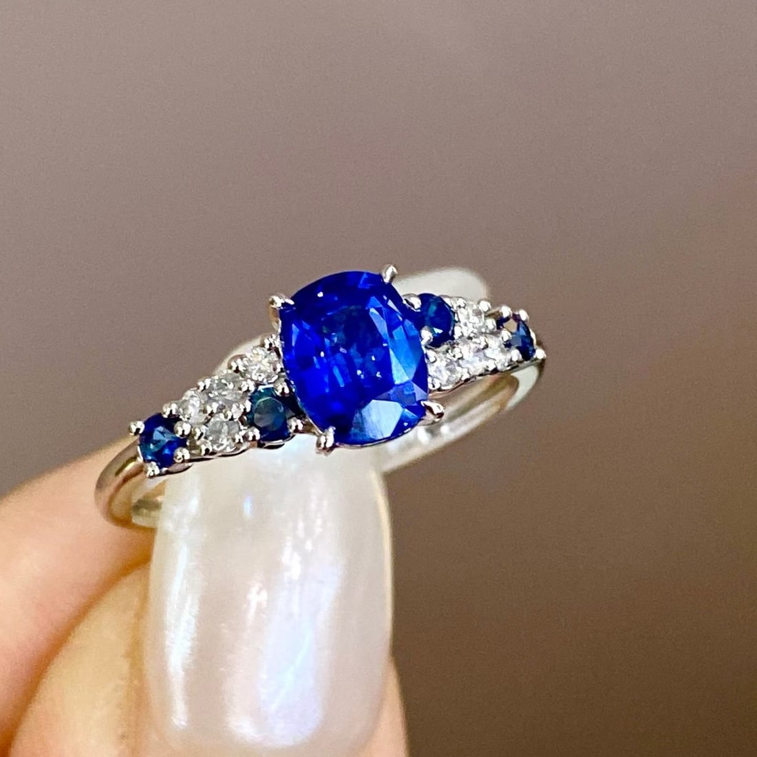 14k Gold 1.41 Ct Natural Sapphire & Diamond Ring - 6