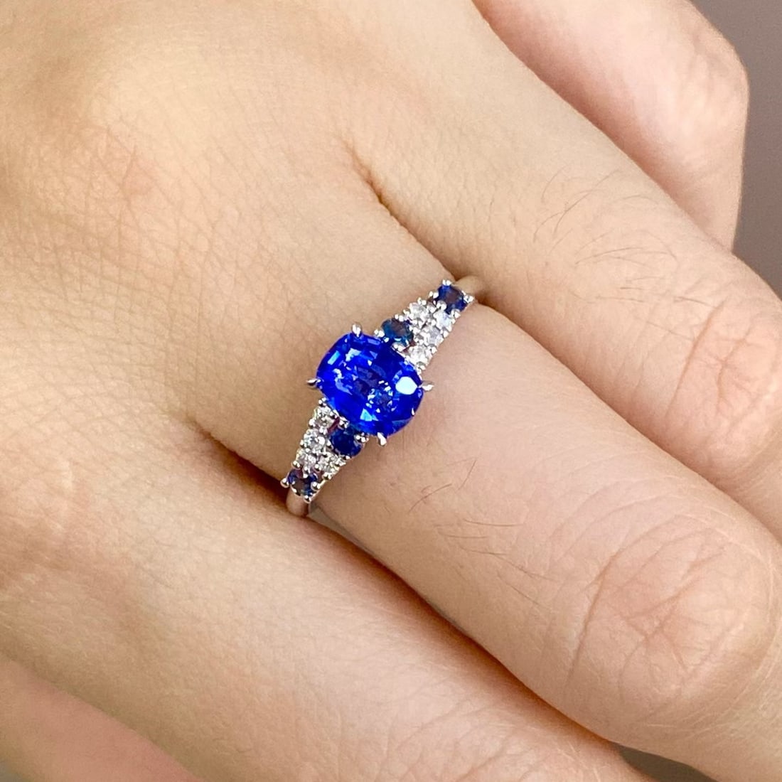 14k Gold 1.41 Ct Natural Sapphire & Diamond Ring - 8