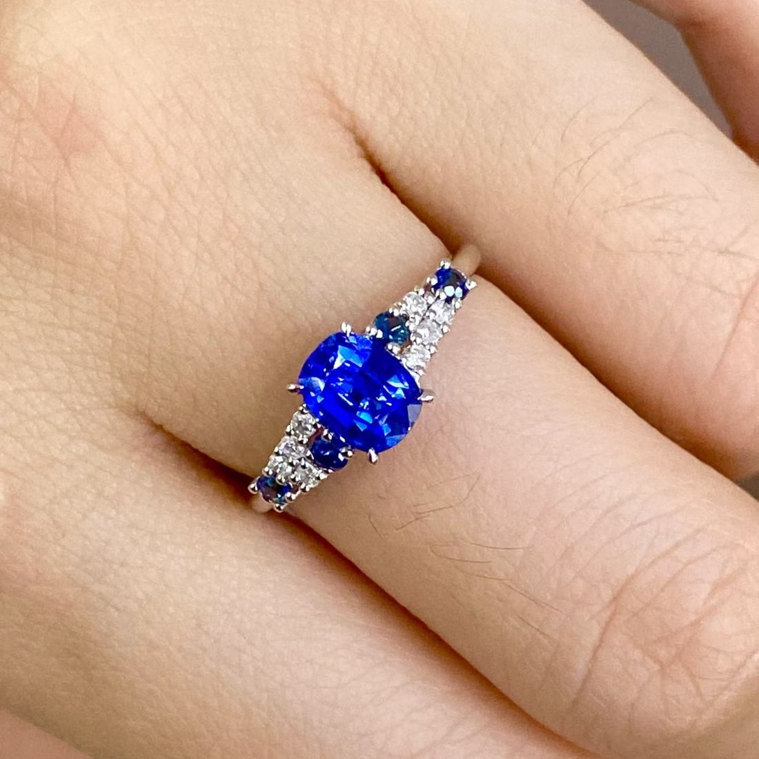 14k Gold 1.41 Ct Natural Sapphire & Diamond Ring - 9