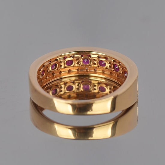14k Gold 0.89 Ctw Natural Ruby & Diamond Ring - 4