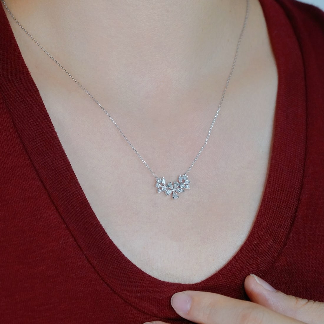 14k Gold 0.75 Ct Natural H Diamond Necklace - 2